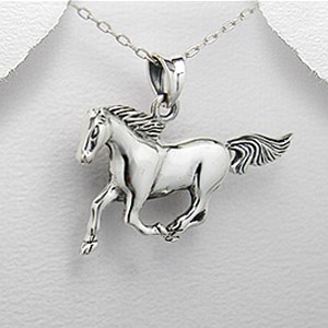 Running Horse Pendant - Sterling Silver